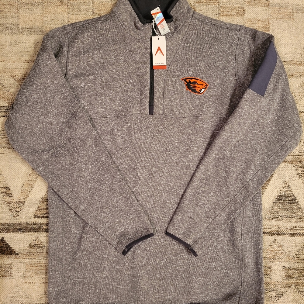 Men's Antigua Charcoal Oregon State Beavers Big & Tall Quarter-Zip Pullover
